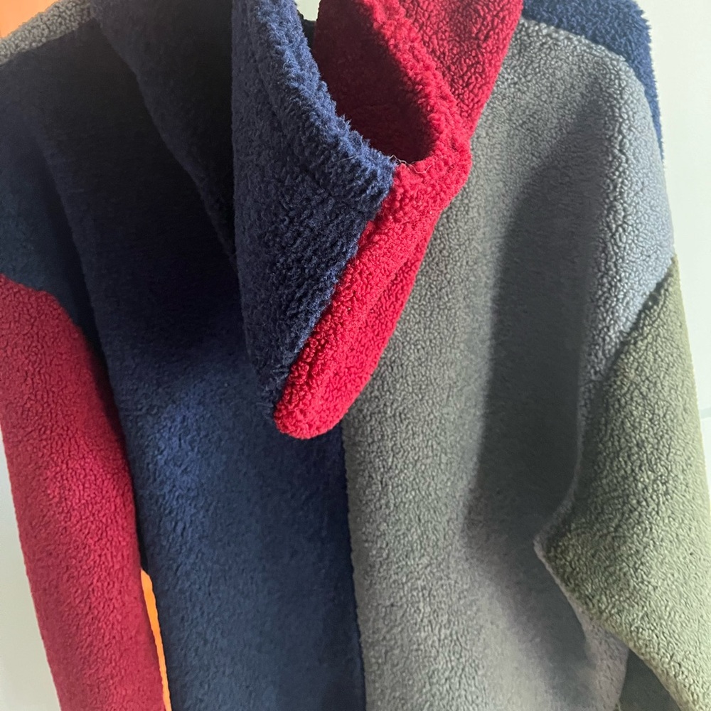 Lazy Oaf Blue Colorblock Sherpa Full-zip Hoodie Sweatshirt - Picture 5 of 9